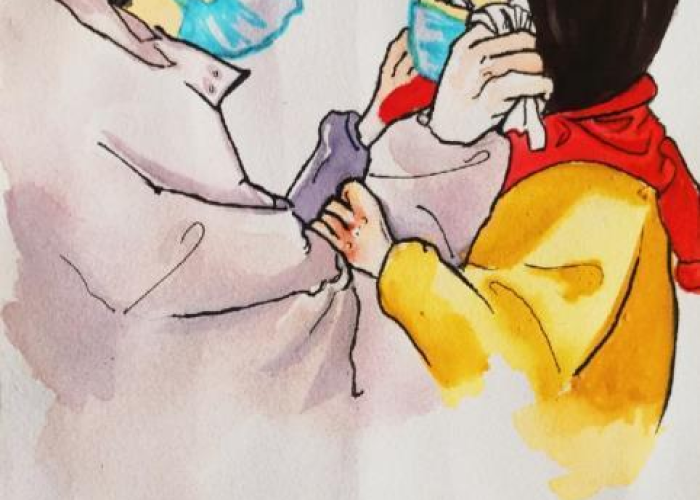 抗击疫情感动人物手绘画（抗击疫情感动人物手绘画简单）