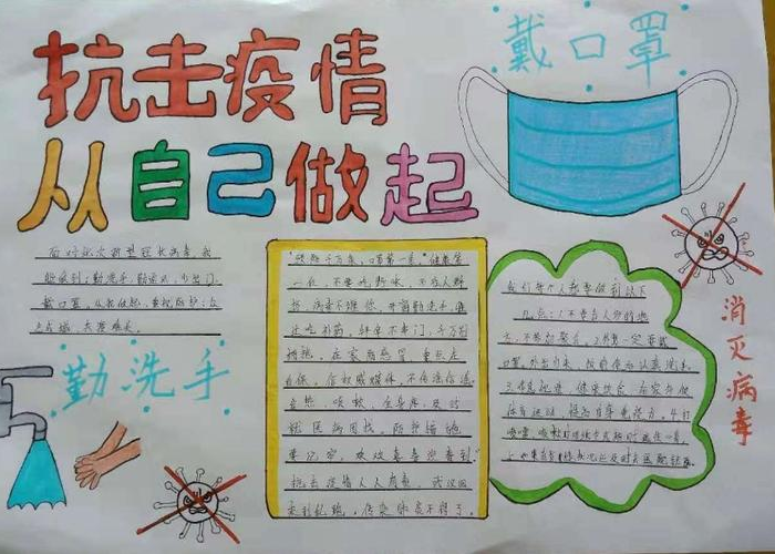 新冠疫情防控手抄报四年级第一名（防新冠疫情手抄报简单又漂亮四年级）