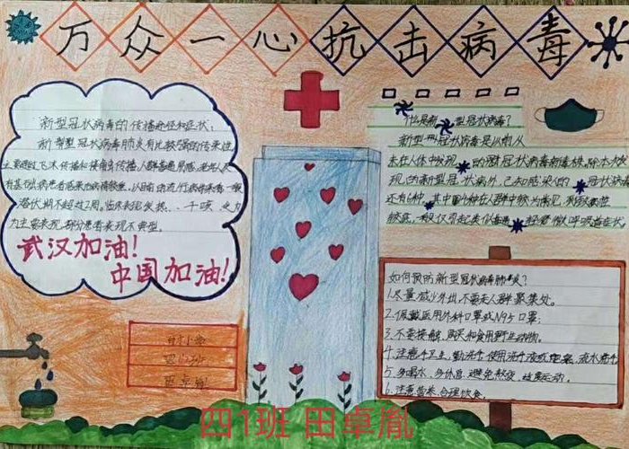 新冠疫情防控手抄报四年级第一名（防新冠疫情手抄报简单又漂亮四年级）