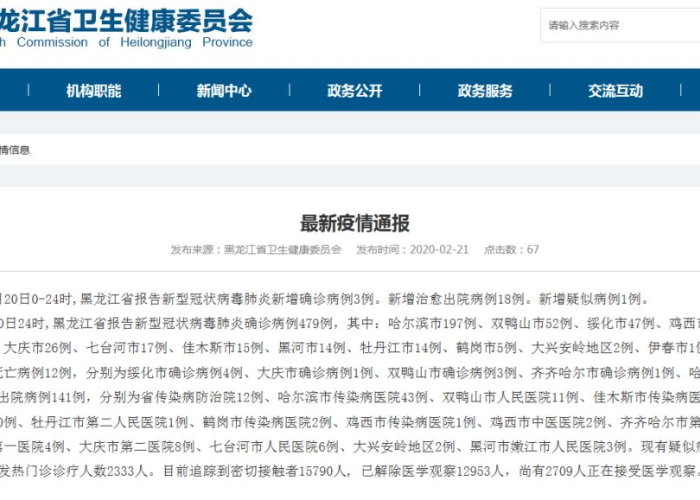 黑龙江省新冠状疫情最新消息（黑龙江省新冠状病毒最新情况）