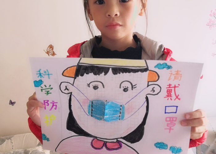 疫情口罩小孩图片（疫情口罩图画）