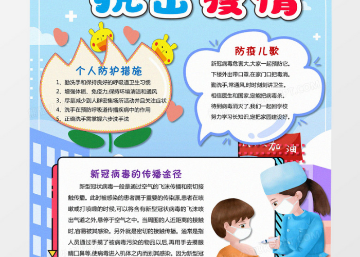 新型疫情防控手抄报（新型疫情手绘海报图片）