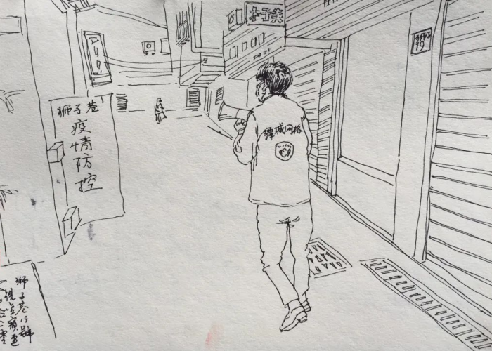 抗击疫情感动瞬间简笔画（抗疫感人画面绘画）