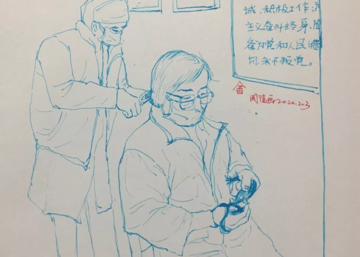 抗击疫情感动瞬间简笔画（抗疫感人画面绘画）
