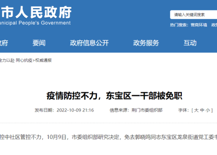 湖北因疫情处理的官员现状（湖北疫情处罚官员）