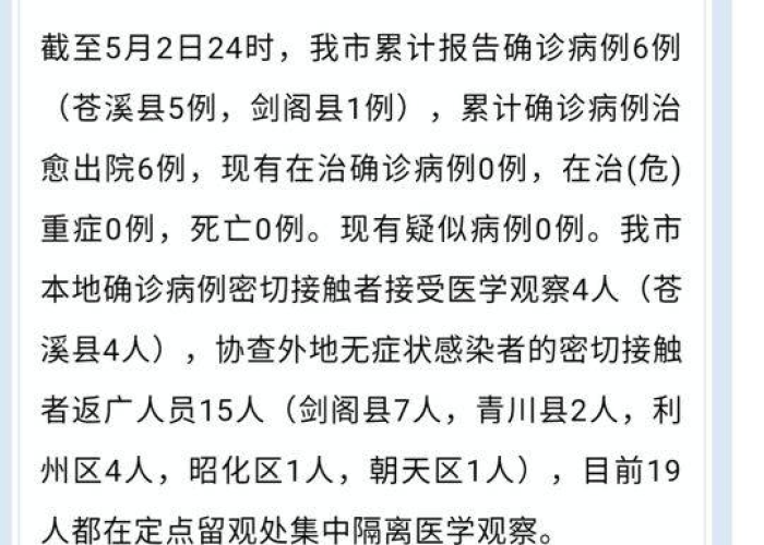 四川新冠疫情消息广元（四川广元肺炎最新消息）